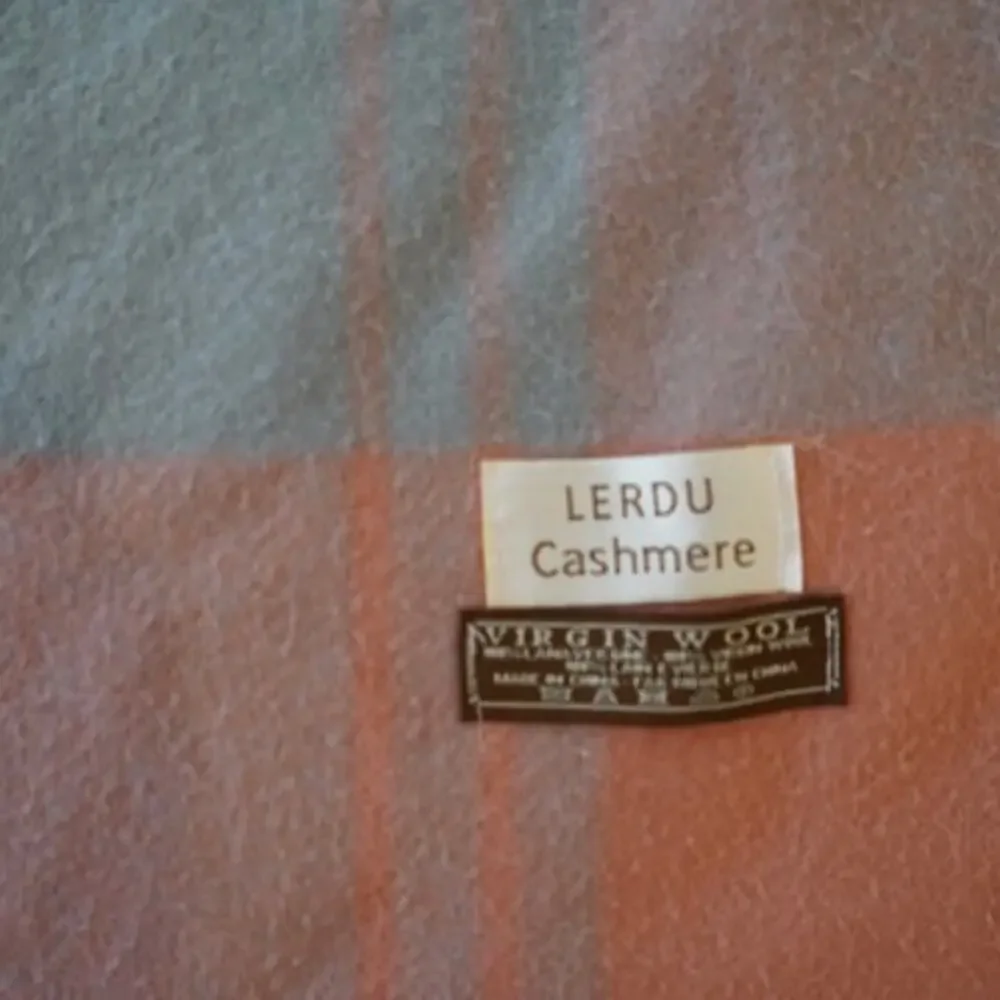 Lerdu Cashmere Wool Scarf Plaid Pink Blue Fringe Rectangle Wrap Shawl New